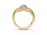 Cluster Engagement Ring Setting for Fancy Pink Pear-Shaped Center with Round Cut Accent Frame and Prong Head in Yellow Gold