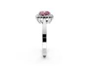 Starburst Halo Engagement Ring Setting for Fancy Pink Cushion Cut Center with Flat Cathedral Band and Prong Head in Sterling Silver