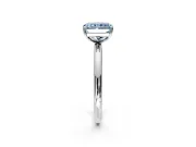 Low-Set Solitaire Engagement Ring Setting for Fancy Blue Radiant Cut Center with Thin Plain Band and Prong Head in White Gold