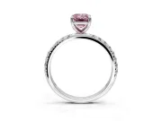 Solitaire Engagement Ring Setting for Fancy Pink Emerald Cut Center with Micro Pave Band and Prong Head in Sterling Silver