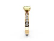 Solitaire Engagement Ring Setting for Fancy Yellow Asscher Cut Center with Channel-Set Accents and Prong Head in Yellow Gold