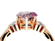 Solitaire Engagement Ring Setting for Fancy Pink Heart-Shaped Center with Grooved Bar Accent Band and Prong Head in Rose Gold