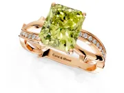 Solitaire Engagement Ring Setting for Fancy Yellow Radiant Cut Center with Pave and Plain Crossover Band and Prong Head in Rose Gold
