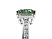 Solitaire Engagement Ring Setting for Fancy Green Radiant Cut Center with Channel-Set Accent Band and Prong Head in Platinum