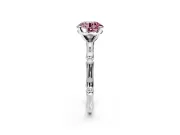 Solitaire Engagement Ring Setting for Fancy Pink Round Cut Center with Bamboo Band and Prong Head in Sterling Silver