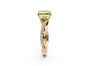 Crossover Engagement Ring Setting for Fancy Yellow Princess Cut Center with Pave and Plain Strands and Prong Head in Yellow Gold