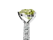 Solitaire Engagement Ring Setting for Fancy Yellow Heart-Shaped Center with Shared-Prong Accents and Prong Head in Platinum