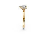 Hidden Halo Engagement Ring Setting for Heart-Shaped Center with Plain Band and Tall Prong Head in Yellow Gold