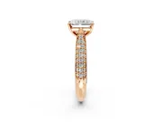 Solitaire Engagement Ring Setting for Radiant Cut Center with Multi-Row Accents and Prong Head in Rose Gold