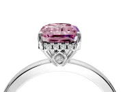 Solitaire Engagement Ring Setting for Fancy Pink Radiant Cut Center with Fine Wire Band and Prong Head in Platinum