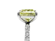 Solitaire Engagement Ring Setting for Fancy Yellow Princess Cut Center with Pave Accents and Prong Head in Platinum