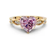 Solitaire Engagement Ring Setting for Fancy Pink Heart-Shaped Center with Marquise and Bezel Accents and Prong Head in Yellow Gold
