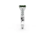 Solitaire Engagement Ring Setting for Fancy Green Emerald Cut Center with Round Cut Channel Band and Prong Head in Platinum