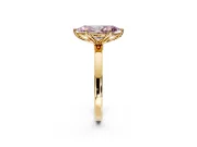 Solitaire Engagement Ring Setting for Fancy Pink Marquise Center with Thin Rounded Plain Band and Prong Head in Yellow Gold