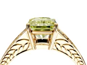 Split Shank Engagement Ring Setting for Fancy Yellow Radiant Cut Center with Pave Split Shank and Prong Head in Yellow Gold