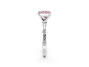 Solitaire Engagement Ring Setting for Fancy Pink Radiant Cut Center with Bezel Station Band and Prong Head in White Gold