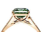 Solitaire Engagement Ring Setting for Fancy Green Asscher Cut Center with Round Cut Channel Band and Prong Head in Rose Gold