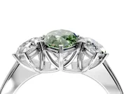 3 Stone Engagement Ring Setting for Fancy Green Marquise Center with Raised Basket Heads and Prong Head in Platinum