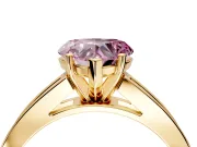 Solitaire Engagement Ring Setting for Fancy Pink Heart-Shaped Center with Princess Cut Channel Band and Prong Head in Yellow Gold