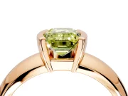 Tension Engagement Ring Setting for Fancy Yellow Emerald Cut Center with Wide Flat Band and Tension Head in Rose Gold