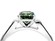 Solitaire Engagement Ring Setting for Fancy Green Emerald Cut Center with Channel Accents and Prong Head in Platinum