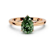 Solitaire Engagement Ring Setting for Fancy Green Pear-Shaped Center with Open Cathedral Shoulders and Prong Head in Rose Gold