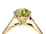 Solitaire Engagement Ring Setting for Fancy Yellow Round Cut Center with Cathedral Channel Band and Prong Head in Yellow Gold