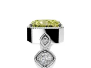 Vintage Station Engagement Ring Setting for Fancy Yellow Radiant Cut Center with Accents and Prong Head in Platinum