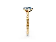 Solitaire Engagement Ring Setting for Fancy Blue Pear-Shaped Center with Bamboo Band and Prong Head in Yellow Gold