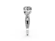Solitaire Engagement Ring Setting for Round Cut Center with Narrow Twist Pave Band and Prong Head in Platinum