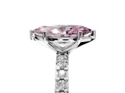 Solitaire Engagement Ring Setting for Fancy Pink Marquise Center with Round Cut Pave Band and Prong Head in Platinum