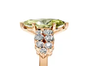 Cluster Engagement Ring Setting for Fancy Yellow Marquise Center with 2-Row Shoulder Clusters and Prong Head in Rose Gold