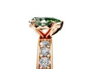 Solitaire Engagement Ring Setting for Fancy Green Pear-Shaped Center with Channel-Set Accents and Prong Head in Rose Gold