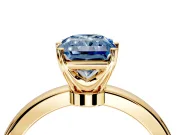 Solitaire Engagement Ring Setting for Fancy Blue Radiant Cut Center with Plain Band and Tulip Prong Head in Yellow Gold