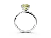 Solitaire Engagement Ring Setting for Fancy Yellow Princess Cut Center with Micro Pave Band and Prong Head in Platinum
