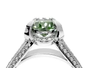 Solitaire Engagement Ring Setting for Fancy Green Pear-Shaped Center with Accented Split Shank and Prong Head in Sterling Silver