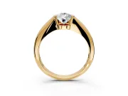 Tension Engagement Ring Setting for Pear-Shaped Center with Wide Tapered Band and Tension Head in Yellow Gold