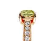 Solitaire Engagement Ring Setting for Fancy Yellow Cushion Cut Center with Milgrain-Framed Pave Band and Prong Head in Rose Gold
