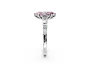 Bar-Set Engagement Ring Setting for Fancy Pink Marquise Center with Tapered Baguette Accents and Prong Head in White Gold