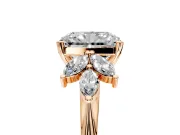 Floral Cluster Engagement Ring Setting for Radiant Cut Center with Marquise Accents and Prong Head in Rose Gold