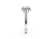 Floral Engagement Ring Setting for Fancy Blue Radiant Cut Center with Four Accent Clusters and Prong Head in Sterling Silver