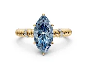Rope Engagement Ring Setting for Fancy Blue Marquise Center with Accent Shoulders and Prong Head in Yellow Gold