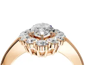 Halo Engagement Ring Setting for Marquise Center with Milgrain Channel Band and Prong Head in Rose Gold
