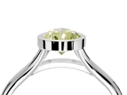 Solitaire Engagement Ring Setting for Fancy Yellow Pear-Shaped Center with V Split Shank and Bezel Head in Platinum