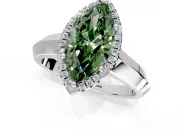 Halo Engagement Ring Setting for Fancy Green Marquise Center with Knife Ridge Cathedral Band and Prong Head in Sterling Silver
