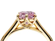 Solitaire Engagement Ring Setting for Fancy Pink Cushion Cut Center with Cathedral Band and Prong Head in Yellow Gold