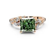Solitaire Engagement Ring Setting for Fancy Green Princess Cut Center with Marquise Accent Twist Band and Prong Head in Rose Gold
