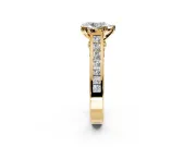Solitaire Engagement Ring Setting for Pear-Shaped Center with Channel Band and Double Claw Prong Head in Yellow Gold