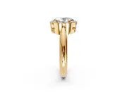 Halo Engagement Ring Setting for Oval Center with Tapered Plain Band and Prong Head in Yellow Gold