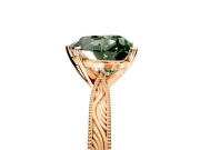 Solitaire Engagement Ring Setting for Fancy Green Heart-Shaped Center with Engraved Milgrain Band and Prong Head in Rose Gold